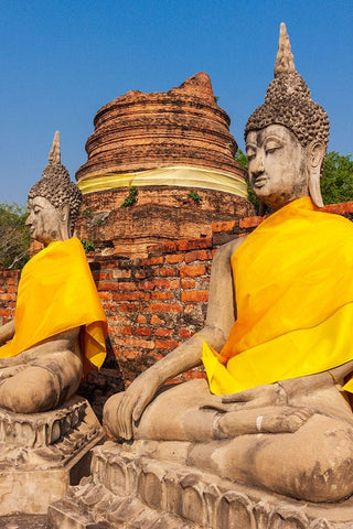Thailand- Ayutthaya. Wat Phra Si Sanphet. Buddha statues. White Modern Wood Framed Art Print with Double Matting by Haseltine, Tom
