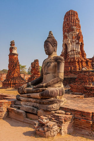 Thailand- Ayutthaya. Wat Mahathat. Black Ornate Wood Framed Art Print with Double Matting by Haseltine, Tom