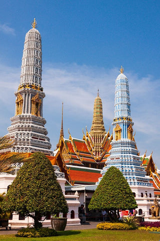 Thailand- Bangkok. Wat Phra Kaew (Temple of The Emerald Buddha). Black Ornate Wood Framed Art Print with Double Matting by Haseltine, Tom