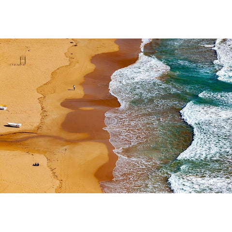 Beach aerial in Alanya-Turkey Black Modern Wood Framed Art Print by Kabas, Ali