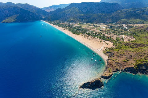 Olympos and Cirali beach aerial-Antalya-Turkey Black Ornate Wood Framed Art Print with Double Matting by Kabas, Ali
