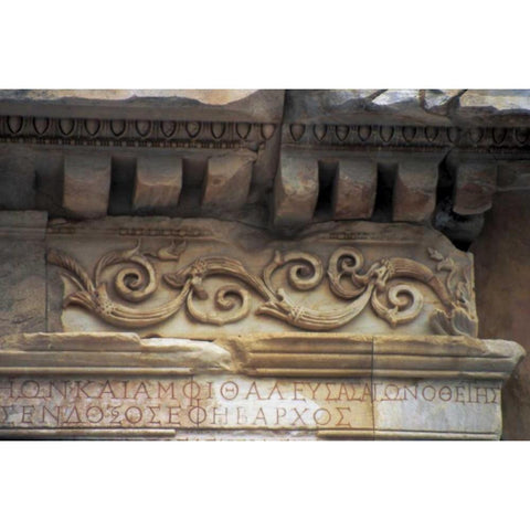Turkey, Ephesus Roman decorative carvings White Modern Wood Framed Art Print by Noble Gardner, Nancy