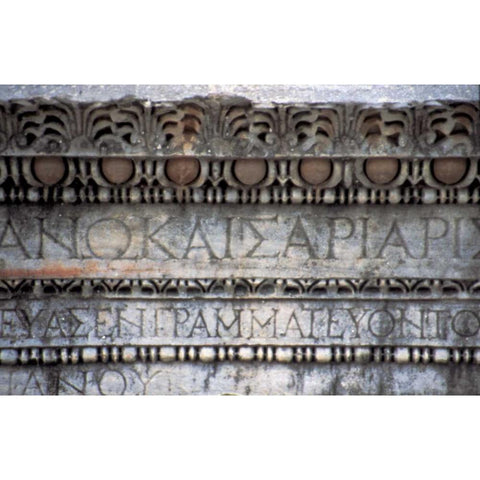 Turkey, Ephesus Ruin of Roman inscriptions White Modern Wood Framed Art Print by Noble Gardner, Nancy