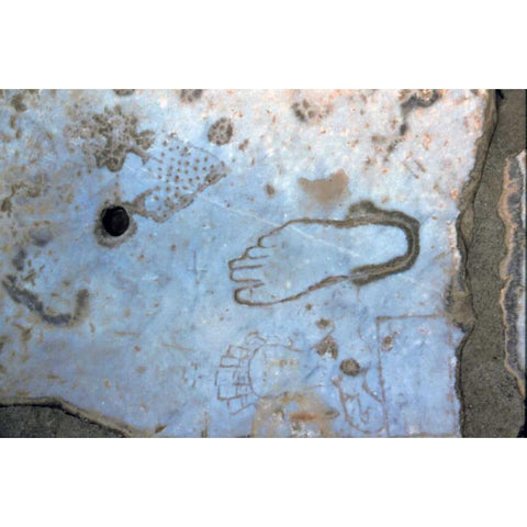 Turkey, Ephesus Crude ancient carvings Gold Ornate Wood Framed Art Print with Double Matting by Noble Gardner, Nancy