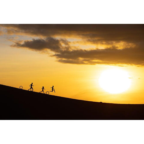 Vietnam-Nam Cuong dunes at Nha Trang-Cham People on their way to work Black Modern Wood Framed Art Print by Norring, Tom