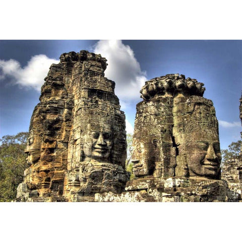 Cambodia, Angkor Wat Part of Bayon Temple White Modern Wood Framed Art Print by Shimlock, Jones