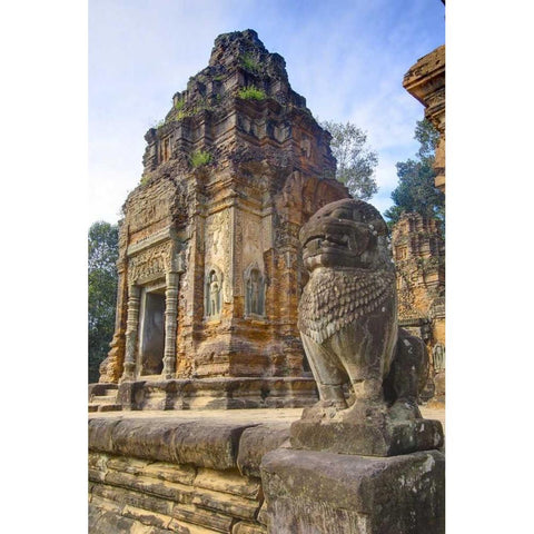 Cambodia, Angkor Wat Preah Ko Temple ruins Black Modern Wood Framed Art Print by Shimlock, Jones