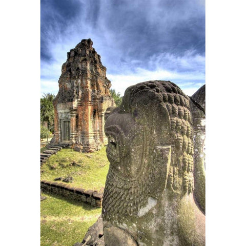 Cambodia, Angkor Wat View of Bakong Temple Black Modern Wood Framed Art Print with Double Matting by Shimlock, Jones