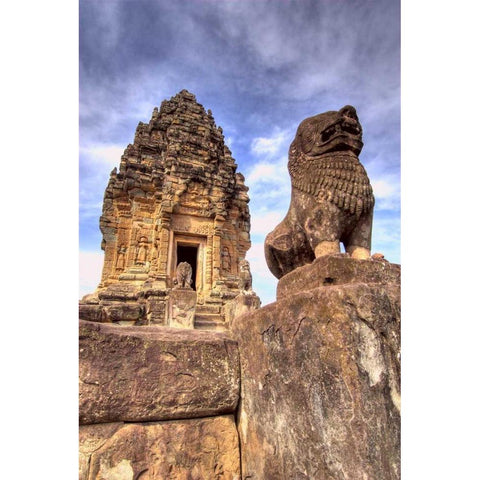 View of Bakong Temple, Angkor Wat, Cambodia Black Modern Wood Framed Art Print by Shimlock, Jones