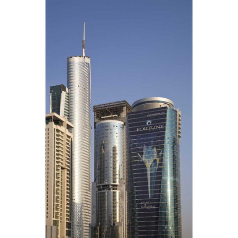 UAE, Dubai Jumeirah Lake Towers in the afternoon Black Modern Wood Framed Art Print by Young, Bill