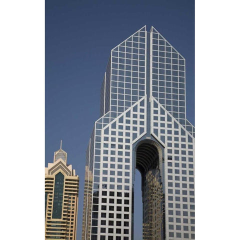 UAE, Dubai Beautiful Modern architectecture Black Modern Wood Framed Art Print by Young, Bill