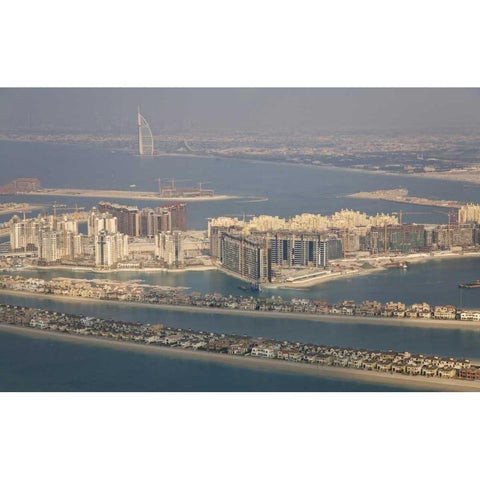 UAE, Dubai Artificial islands line the bay Black Modern Wood Framed Art Print with Double Matting by Young, Bill