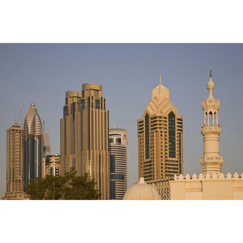 UAE, Dubai Minaret of mosque in Al Wasl Black Modern Wood Framed Art Print with Double Matting by Young, Bill