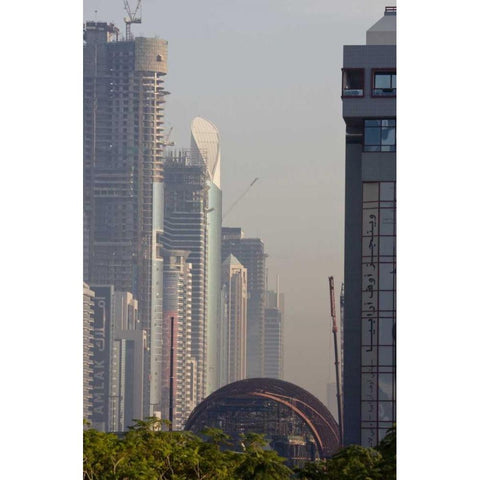 UAE, Dubai Metro station under construction Gold Ornate Wood Framed Art Print with Double Matting by Young, Bill