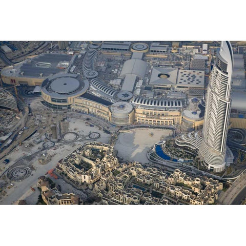 UAE, Dubai Aerial of downtown Dubai Black Modern Wood Framed Art Print by Young, Bill