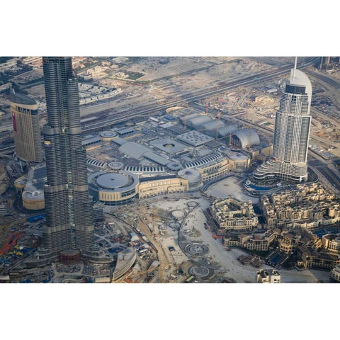 UAE, Dubai Aerial downdown cityscape Black Modern Wood Framed Art Print by Young, Bill