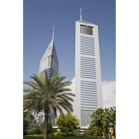 UAE, Dubai View of Jumeirah Emirates Towers Gold Ornate Wood Framed Art Print with Double Matting by Young, Bill