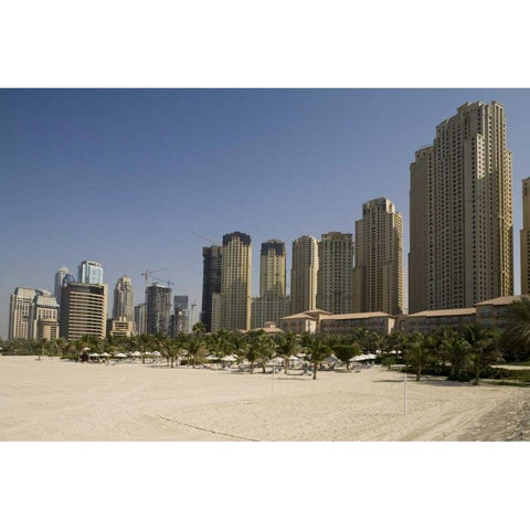 UAE, Dubai, Marina Jumeirah Beach buildings Gold Ornate Wood Framed Art Print with Double Matting by Young, Bill