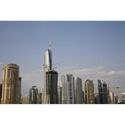 UAE, Dubai Construction amid skyscrapers Black Modern Wood Framed Art Print by Young, Bill