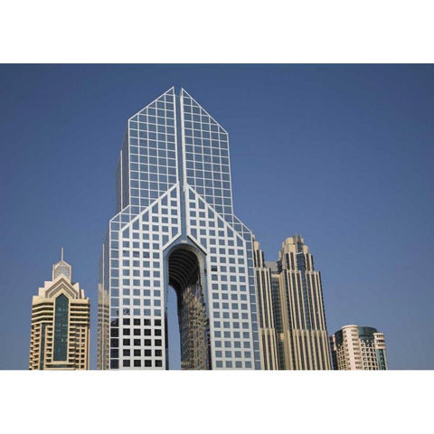 UAE, Dubai Modern Architecture in downtown Black Modern Wood Framed Art Print by Young, Bill