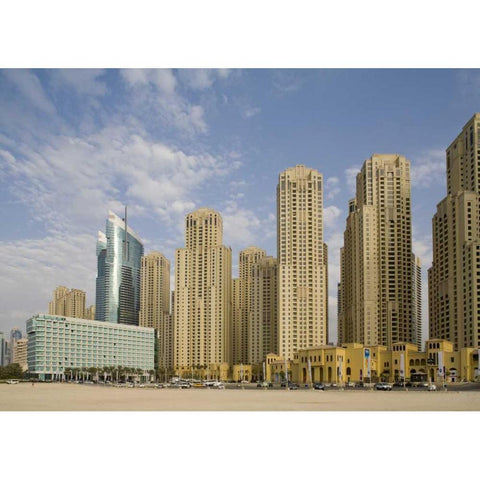 UAE, Dubai, Marina Jumeirah Beach Residence Gold Ornate Wood Framed Art Print with Double Matting by Young, Bill