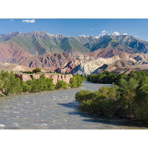 Valley of river Suusamyr in the Tien Shan Mountains west of Ming-Kush-Kyrgyzstan Black Modern Wood Framed Art Print by Zwick, Martin