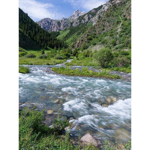 Landscape in the National Park Besch Tasch in the Talas Alatoo mountain range Gold Ornate Wood Framed Art Print with Double Matting by Zwick, Martin