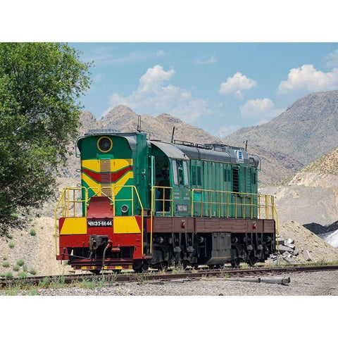 Railway for transporting coal Town Tasch Kumyr Black Modern Wood Framed Art Print by Zwick, Martin