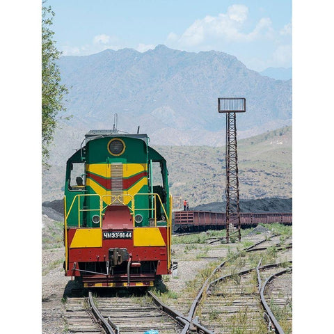 Railway for transporting coal Town Tasch Kumyr Black Modern Wood Framed Art Print with Double Matting by Zwick, Martin