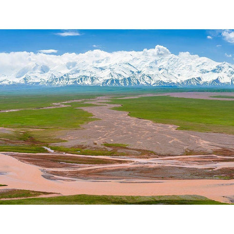 Alay Valley and the Trans-Alay Range in the Pamir Mountains  White Modern Wood Framed Art Print by Zwick, Martin