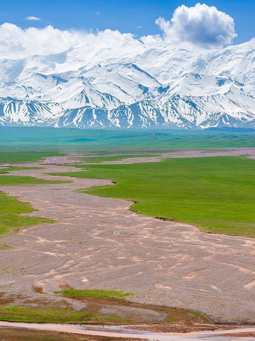 Alay Valley and the Trans-Alay Range in the Pamir Mountains  White Modern Wood Framed Art Print with Double Matting by Zwick, Martin