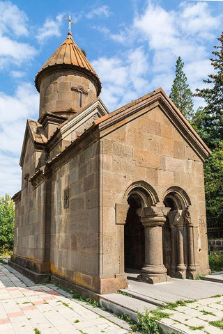 Armenia-Tsakhkadzor Kecharis Monastery Exterior view of the Church of St Harutyun-13th century White Modern Wood Framed Art Print with Double Matting by Wilson, Emily
