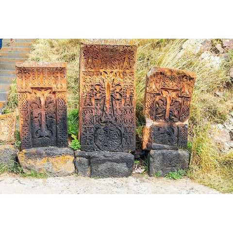 Armenia-Sevan Sevanavank 9th century Monastery complex Stone tablets White Modern Wood Framed Art Print by Wilson, Emily