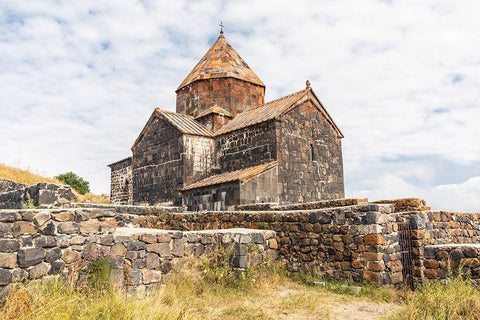 Armenia-Sevan The church of Surp Arakelots at the Sevanavank Monastery complex on Lake Sevan Black Ornate Wood Framed Art Print with Double Matting by Wilson, Emily