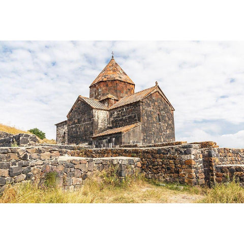 Armenia-Sevan The church of Surp Arakelots at the Sevanavank Monastery complex on Lake Sevan Black Modern Wood Framed Art Print by Wilson, Emily