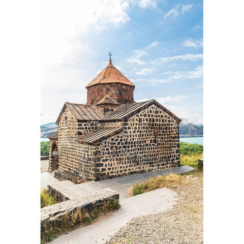 Armenia-Sevan The church of Surp Astvatsatsin at the Sevanavank Monastery complex on Lake Sevan Gold Ornate Wood Framed Art Print with Double Matting by Wilson, Emily