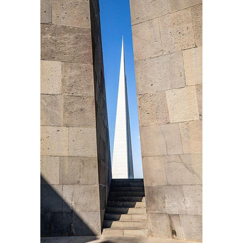 Yerevan-Armenia The Memorial Column at the Tsitsernakaberd Armenian Genocide Memorial Complex White Modern Wood Framed Art Print by Wilson, Emily