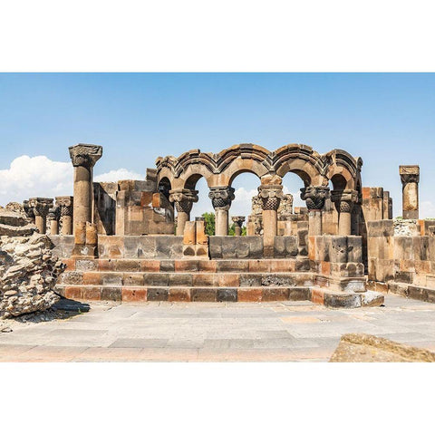 Armenia Armavir Province Vagharshapat Zvartnots Ruins of the Zvartnots Cathedral White Modern Wood Framed Art Print by Wilson, Emily