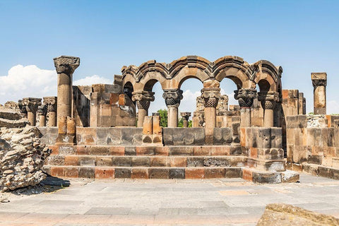 Armenia Armavir Province Vagharshapat Zvartnots Ruins of the Zvartnots Cathedral Black Ornate Wood Framed Art Print with Double Matting by Wilson, Emily