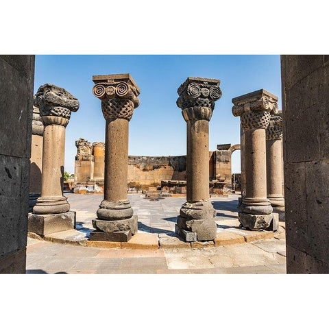 Armenia Armavir Province Vagharshapat Zvartnots Ruins of the Zvartnots Cathedral Gold Ornate Wood Framed Art Print with Double Matting by Wilson, Emily