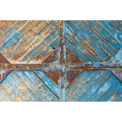 Margib-Sughd Province-Tajikistan Faded blue paint on a wooden door White Modern Wood Framed Art Print by Wilson, Emily M.