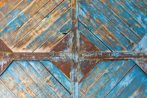 Margib-Sughd Province-Tajikistan Faded blue paint on a wooden door Black Ornate Wood Framed Art Print with Double Matting by Wilson, Emily M.