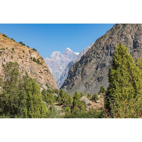 Sarytag-Sughd Province-Tajikistan Canyon and high mountains in Tajikistan Black Modern Wood Framed Art Print with Double Matting by Wilson, Emily M.