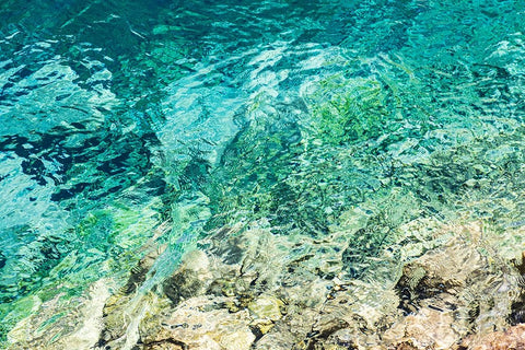 Haft Kul-Sughd Province-Tajikistan Abstract patterns in water of Nezhegon-Haft Kul-the Seven Lakes White Modern Wood Framed Art Print with Double Matting by Wilson, Emily M.