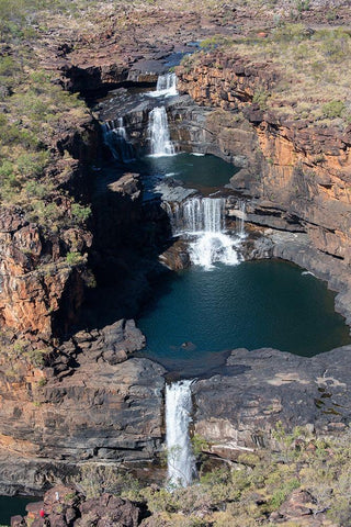 Australia-Kimberley-Hunter River Region Mitchell River National Park-aerial view of Mitchell Falls Black Ornate Wood Framed Art Print with Double Matting by Hopkins, Cindy Miller