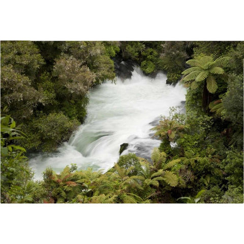 New Zealand, Okere Falls on the Kaituna River White Modern Wood Framed Art Print by Grall, Don