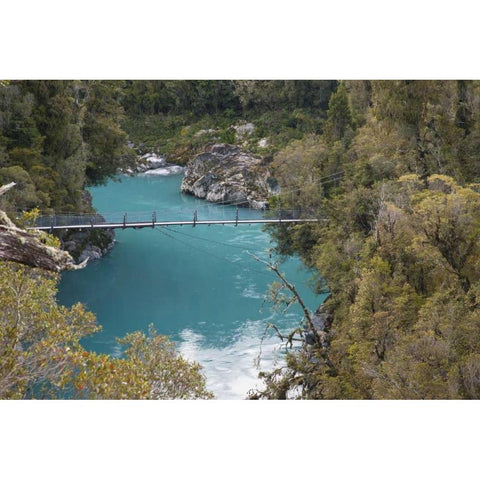New Zealand, South Is Bridge over Hokitika River White Modern Wood Framed Art Print by Grall, Don