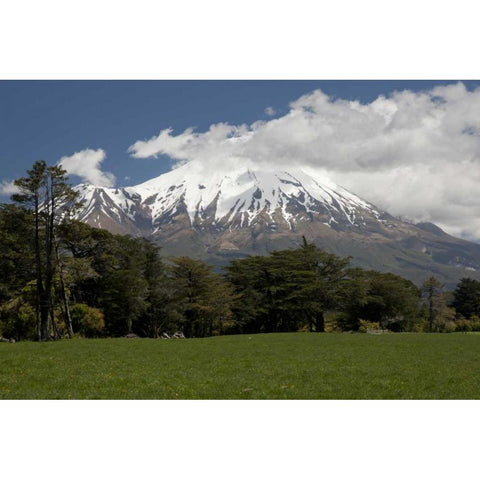 New Zealand, North Island Volcanic Mt Taranaki Black Modern Wood Framed Art Print by Grall, Don