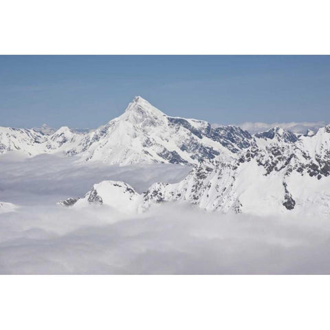 New Zealand, South Island Mt Sefton with snow Black Modern Wood Framed Art Print by Grall, Don