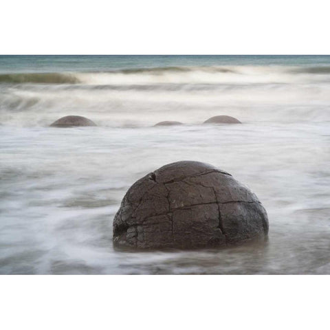 New Zealand, South Island, Moeraki boulders Black Modern Wood Framed Art Print with Double Matting by Grall, Don